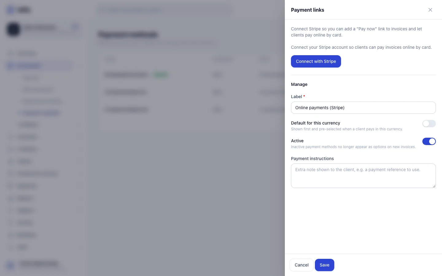 Step 3: Optionally add payment instructions for your clients.